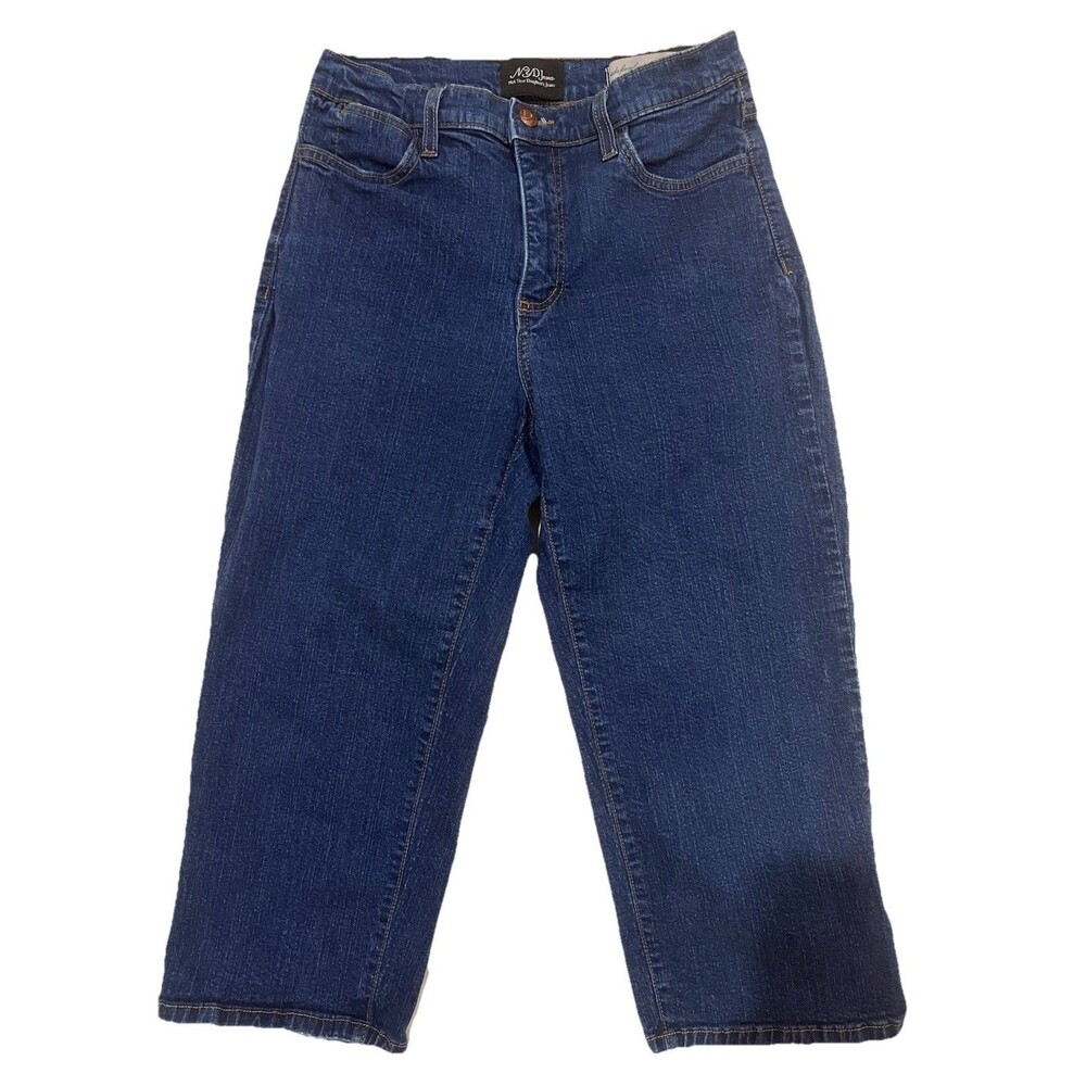 NY D J Cropped Straight Leg Blue Denim 5-pocket Jeans 20” Inseam Sz 6 Straight